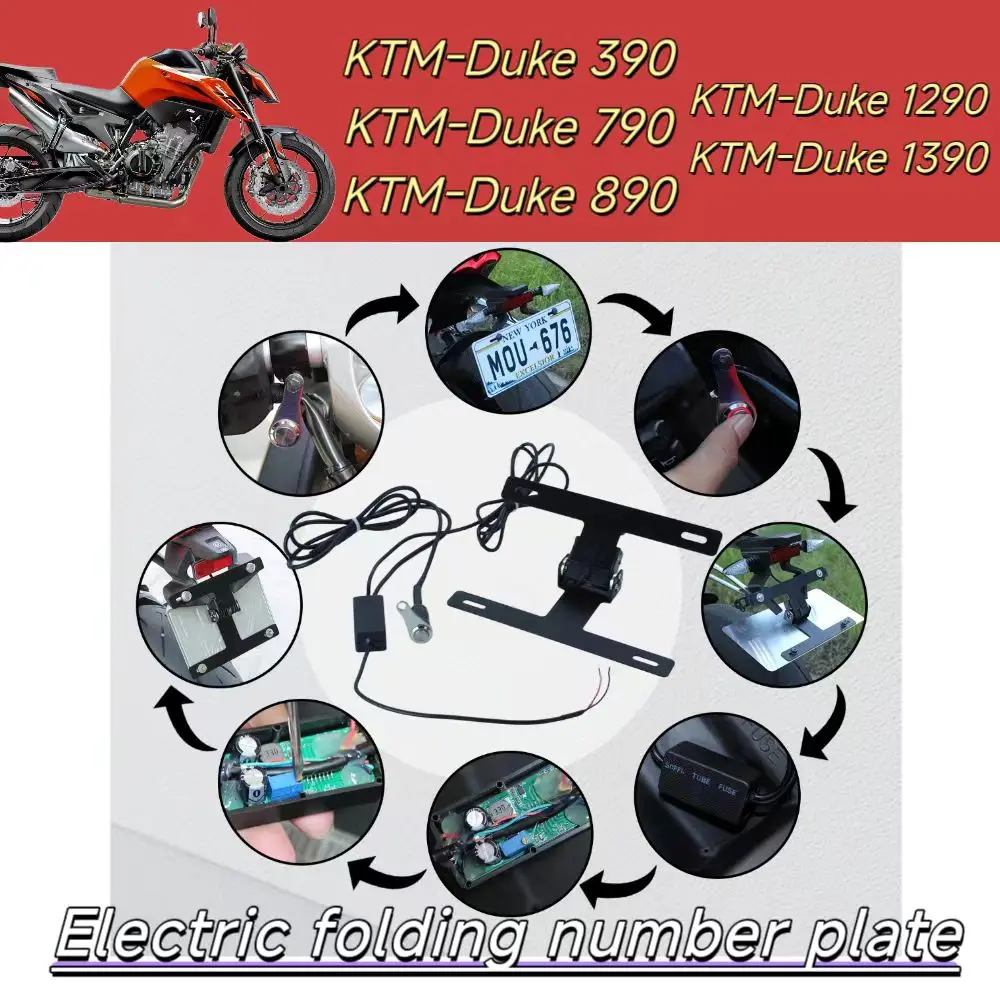 Aluminum Alloy Electric Folding License Plate Frame One-Button Start Waterproof for KTM Duke390 790 890 1290 1390 Motorcycle
Aluminum Alloy Electric Folding License Plate Frame One-Button Start Waterproof for KTM Duke390 790 890 1290 1390 Motorcycle