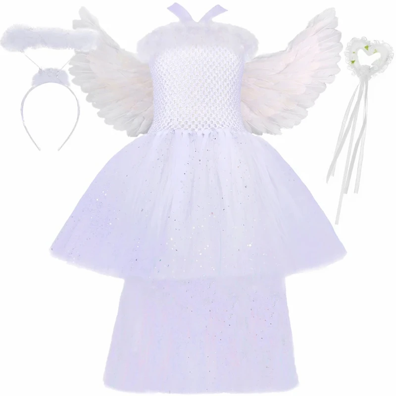 Sparkly White Angel Costume for Girls Wedding Birthday Party Ball Gown Girls Guardian Angel Fairy Tutu Princess Dress with Train
Sparkly White Angel Costume for Girls Wedding Birthday Party Ball Gown Girls Guardian Angel Fairy Tutu Princess Dress with Train