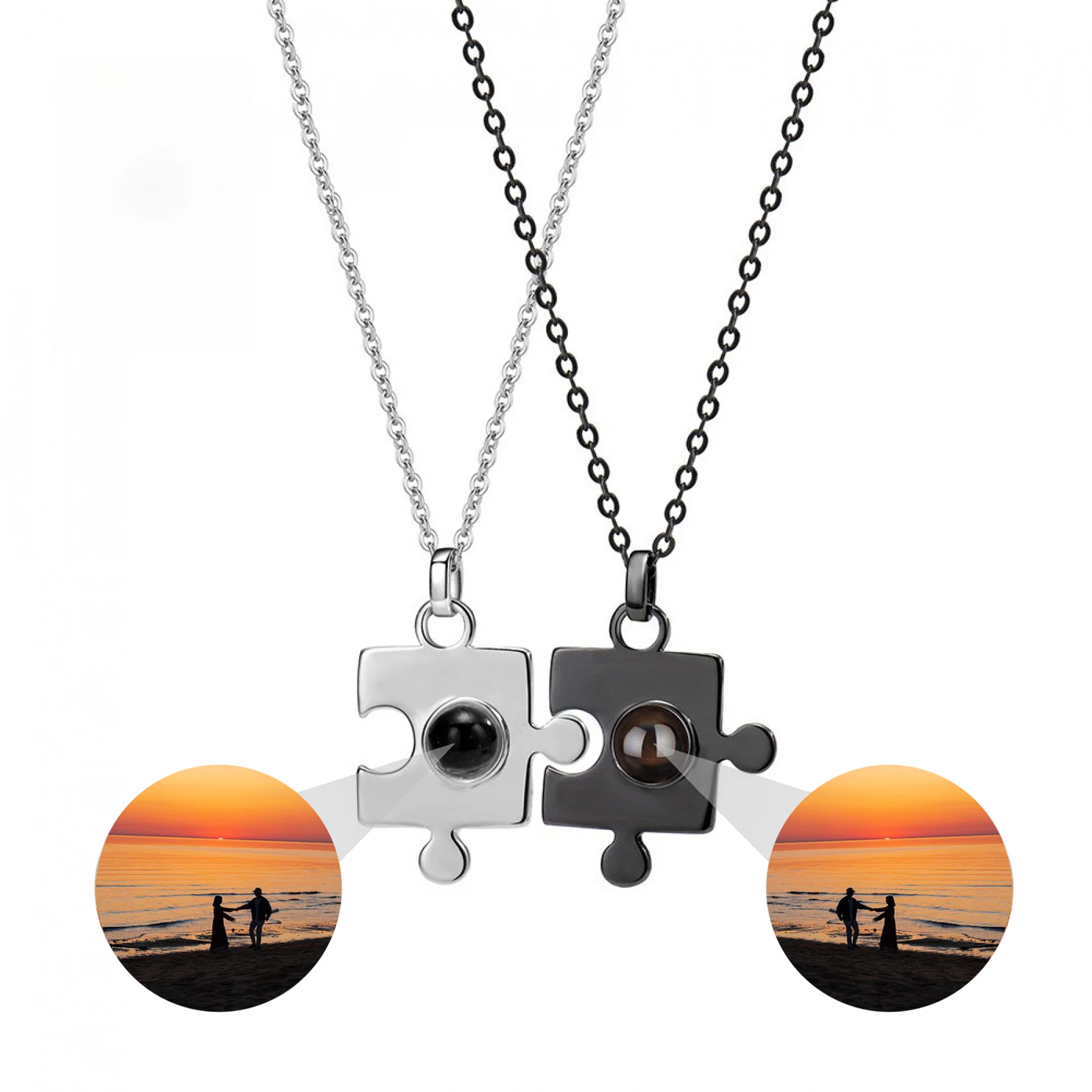 925 Sliver Puzzle Pendant Necklaces for Couple Custom Photo Projection Necklace Anniversary Gift Personalized Picture Jewelry
925 Sliver Puzzle Pendant Necklaces for Couple Custom Photo Projection Necklace Anniversary Gift Personalized Picture Jewelry
