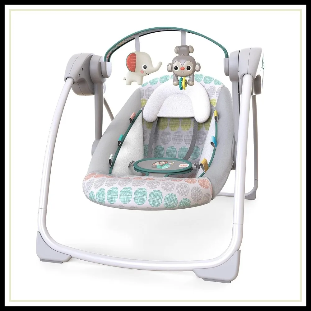 Portable Automatic 6-Speed Baby Swing with Adaptable Speed, Taggies, Music, Removable Toy Bar, 0-9 Months 6-20 lbs
Portable Automatic 6-Speed Baby Swing with Adaptable Speed, Taggies, Music, Removable Toy Bar, 0-9 Months 6-20 lbs