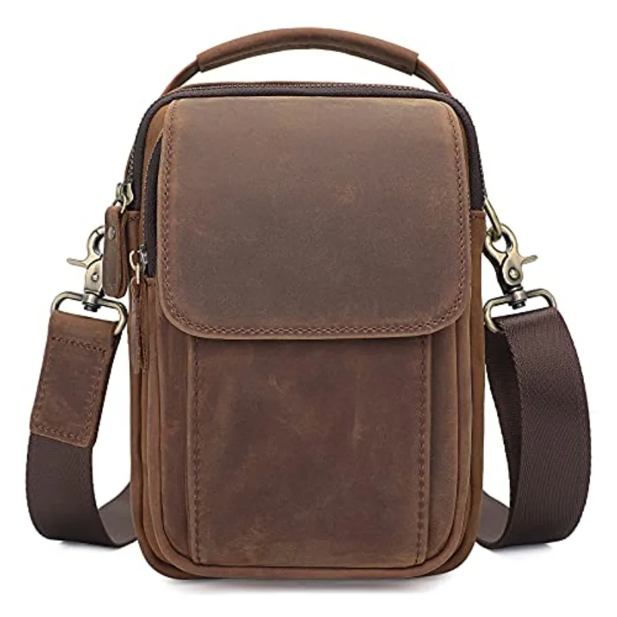 Men's crossbody messenger bag for travel and daily use, genuine leather, brown, magnetic buckle closure and compact design
Men's crossbody messenger bag for travel and daily use, genuine leather, brown, magnetic buckle closure and compact design