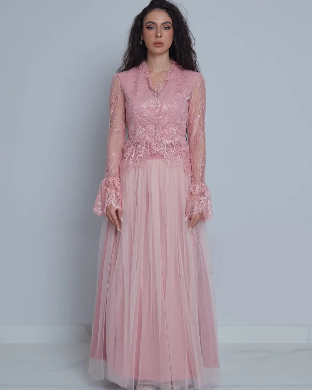 Customized Elegant Modest Pink Lace A-line V-neck Long Dresses Evening Dresses For Birthday PartySizes Available High Quality
Customized Elegant Modest Pink Lace A-line V-neck Long Dresses Evening Dresses For Birthday PartySizes Available High Quality