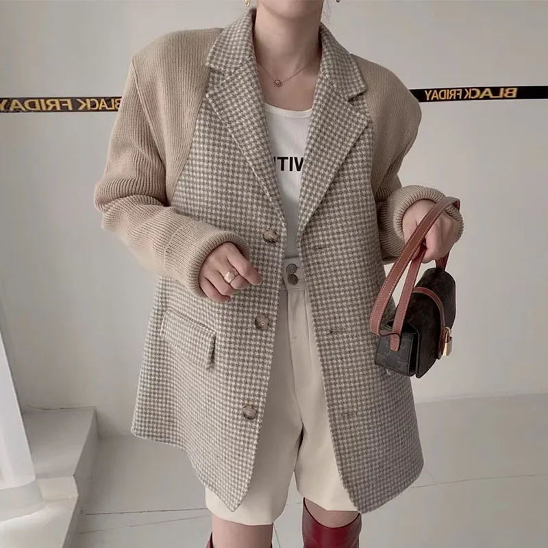 Retro Chic Knitted Plaid Woolen Suit Jaet Women's Loose Long Sve Trench Coat Autumn Winter Faion Commute Sle Cotton
Retro Chic Knitted Plaid Woolen Suit Jaet Women's Loose Long Sve Trench Coat Autumn Winter Faion Commute Sle Cotton