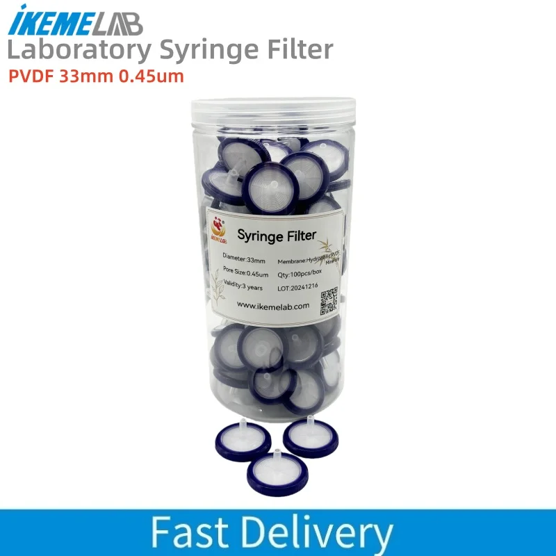 IKEME Laboratory Syringe Filter 33mm 0.45um PVDF Syringe Filters / Needle Filter Hydrophilic 100Pcs/box
IKEME Laboratory Syringe Filter 33mm 0.45um PVDF Syringe Filters / Needle Filter Hydrophilic 100Pcs/box