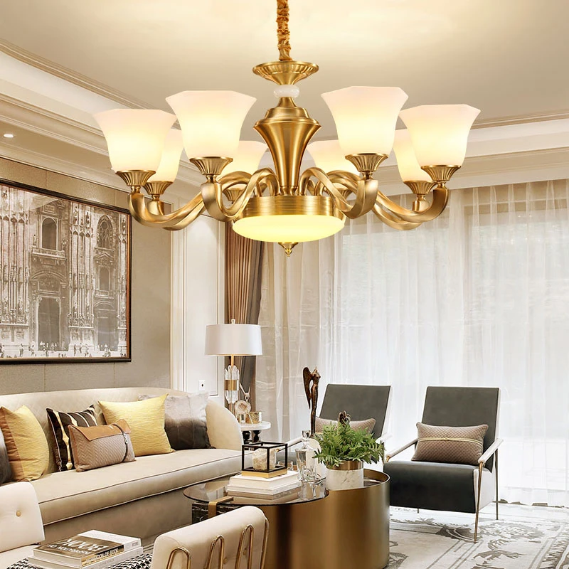 High end lighting fixtures, all copper American retro style living room LED pendant light study room villa bedroom multip
High end lighting fixtures, all copper American retro style living room LED pendant light study room villa bedroom multip