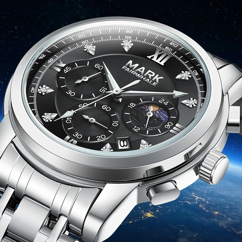 Mark Fairwhale 5180 Men's Watches Classic Multifunction Chronograph Moon Phase Waterprpoof Quartz Wristwatch
Mark Fairwhale 5180 Men's Watches Classic Multifunction Chronograph Moon Phase Waterprpoof Quartz Wristwatch