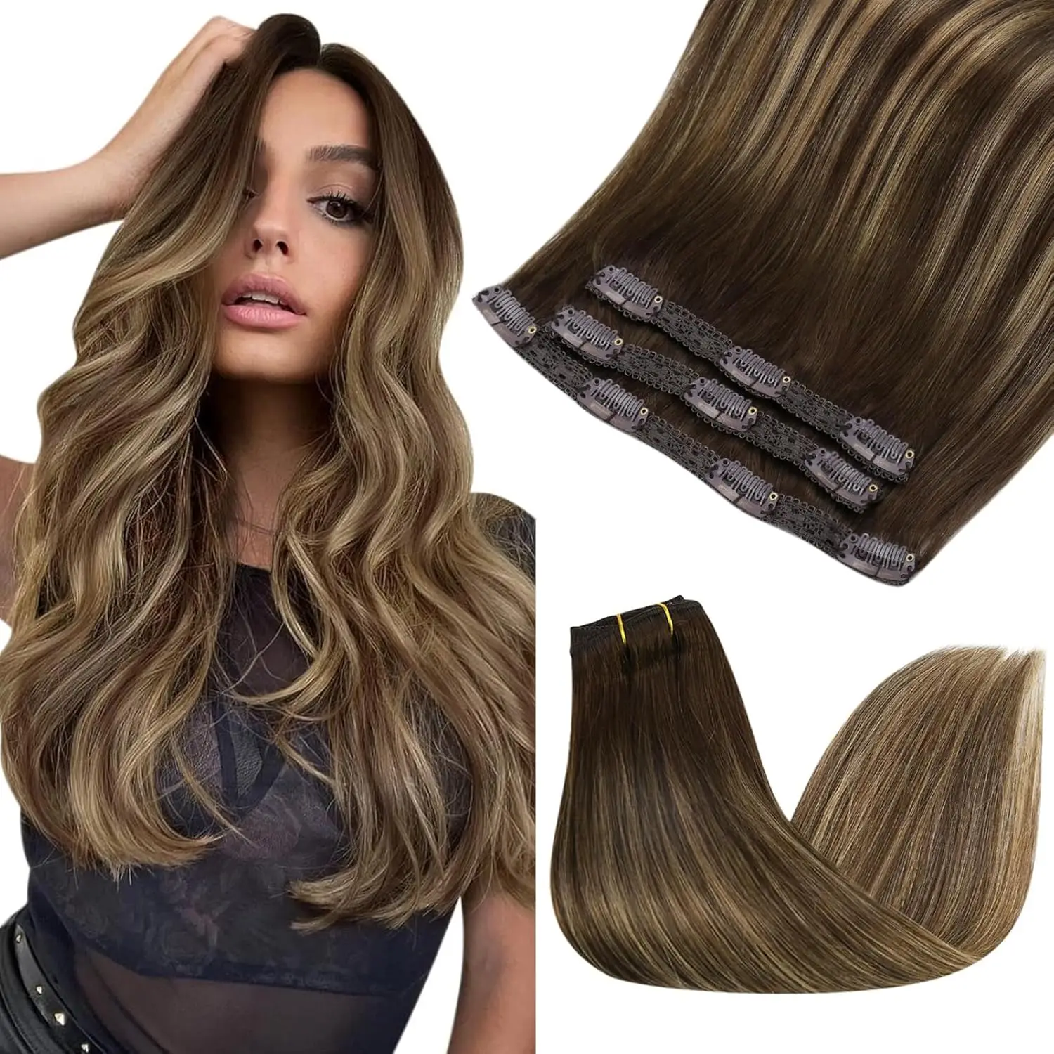 VeSunny Clip in Hair Extensions Human Hair 3 Pcs 70G Clip in Remy Hair Salon Quality Straight Hair Balayage Hair Extensions
VeSunny Clip in Hair Extensions Human Hair 3 Pcs 70G Clip in Remy Hair Salon Quality Straight Hair Balayage Hair Extensions