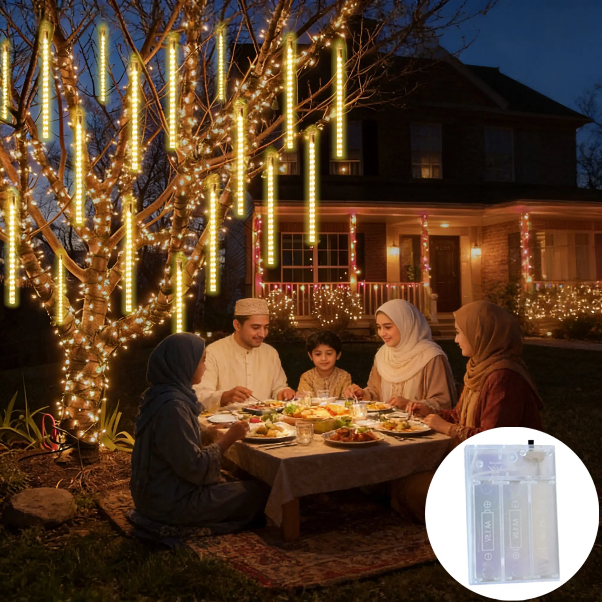 30-сантиметровая уличная светодиодная гирлянда-сосулька «Метеоритный дождь» для свадьбы, сада, Рамадана, фестивалей, на батарейках
30-сантиметровая уличная светодиодная гирлянда-сосулька «Метеоритный дождь» для свадьбы, сада, Рамадана, фестивалей, на батарейках