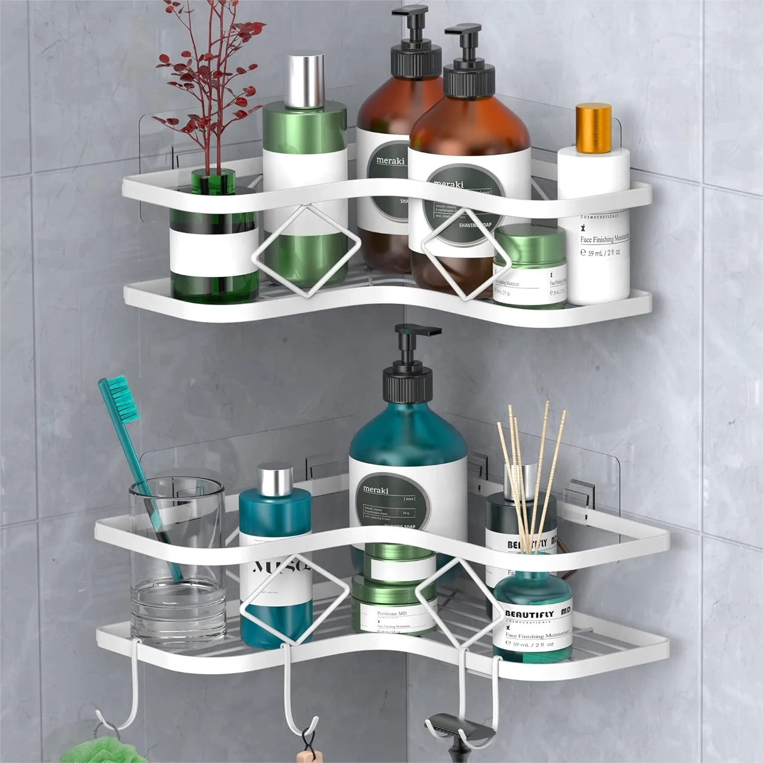 2 Pack Corner Shower Caddy, Rustproof Wall Mount Storage Rack with Adhesive, No Drilling, 40 lbs Capacity
2 Pack Corner Shower Caddy, Rustproof Wall Mount Storage Rack with Adhesive, No Drilling, 40 lbs Capacity