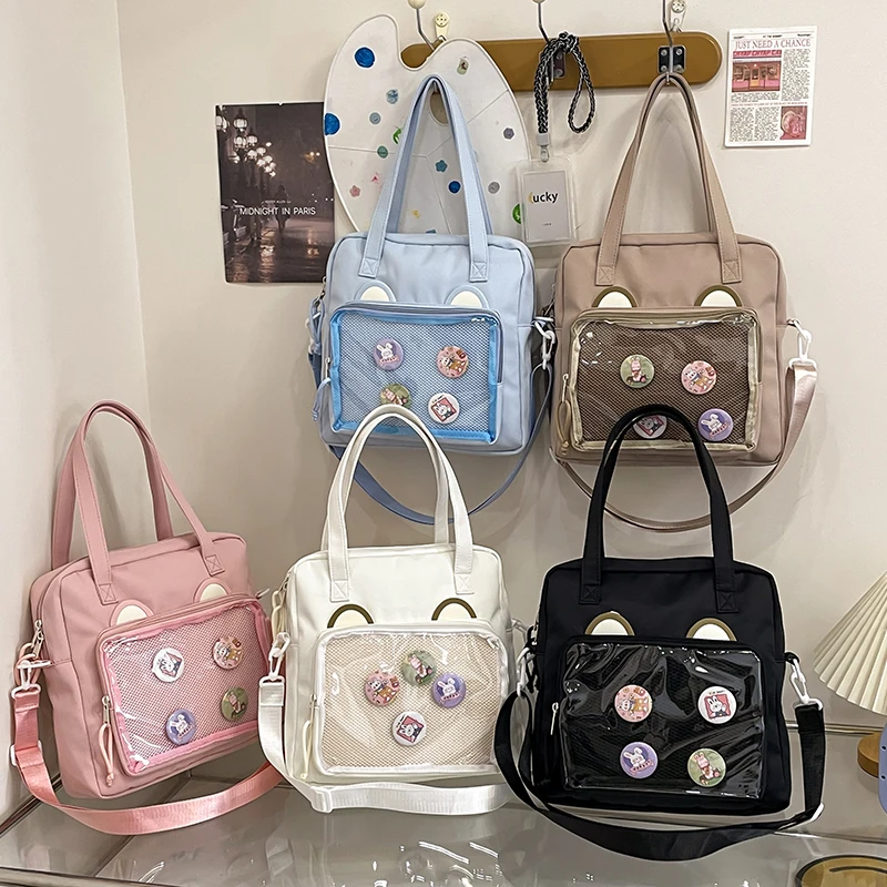 Ita Book Bag Students Casual Nylon Shoulder Bags Large Capacity Ladies Shopping Tote Bag Cute Pin Bag with Front Clear Pocket
Ita Book Bag Students Casual Nylon Shoulder Bags Large Capacity Ladies Shopping Tote Bag Cute Pin Bag with Front Clear Pocket