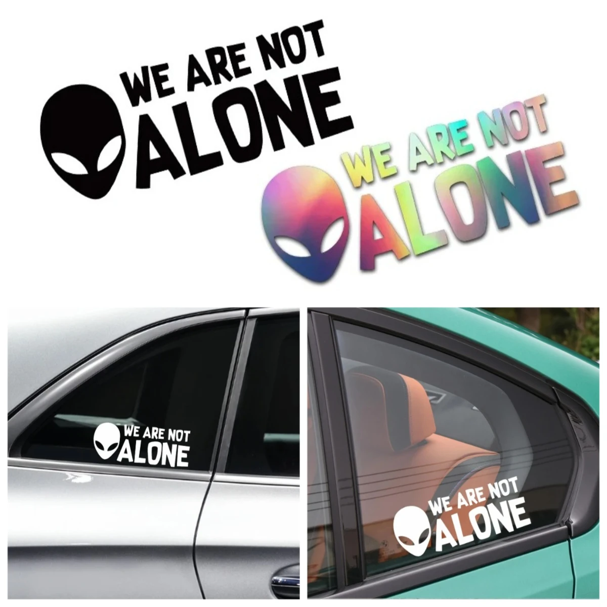 We Are Not Alone Alien UFO Car Sticker Vinyl Decal for Rear Window Bumper Waterproof Reflective Automotive Exterior Decoration
We Are Not Alone Alien UFO Car Sticker Vinyl Decal for Rear Window Bumper Waterproof Reflective Automotive Exterior Decoration