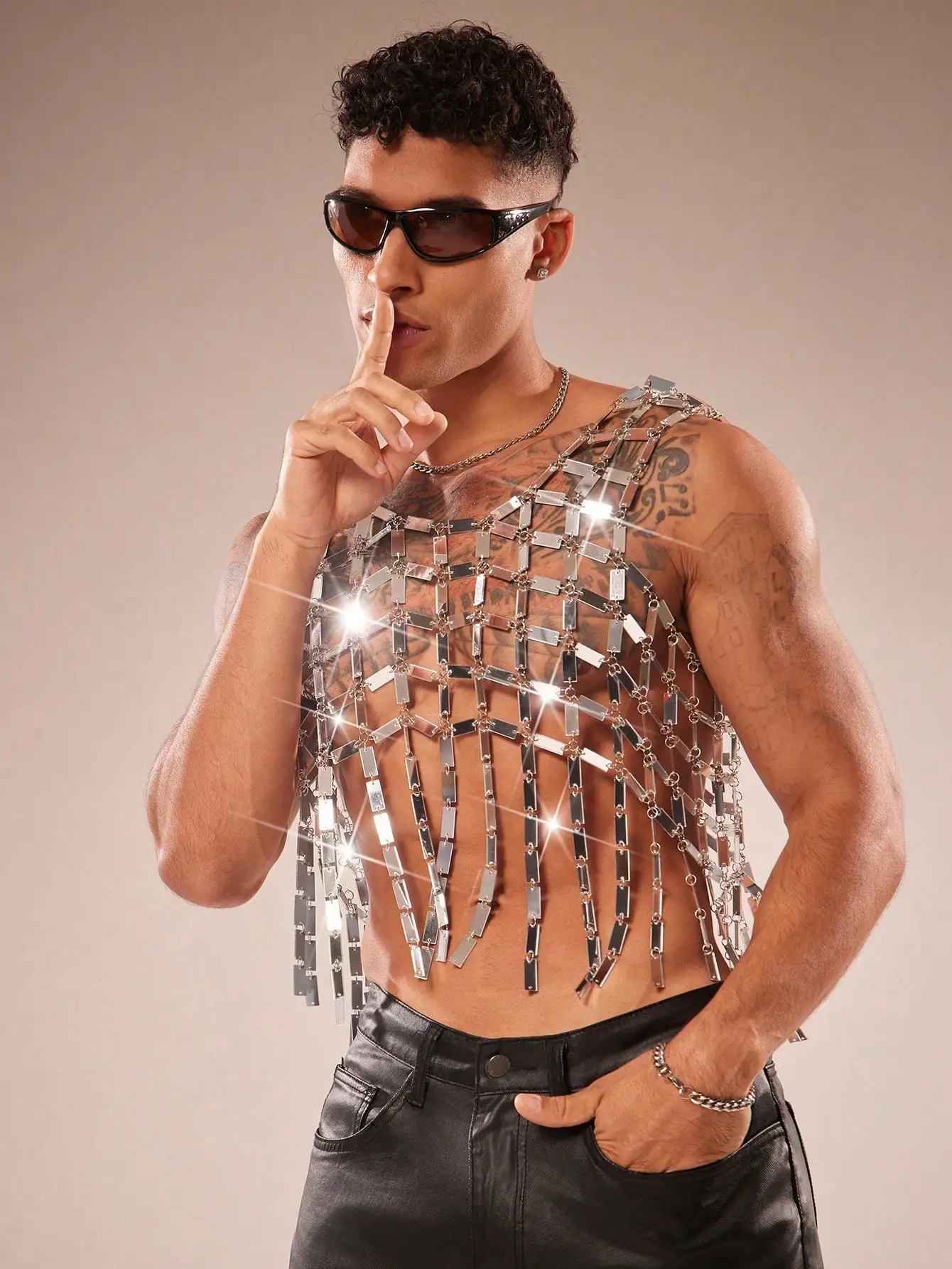Mens Metallic Chain Linked Tank Top 2000s Style
Mens Metallic Chain Linked Tank Top 2000s Style