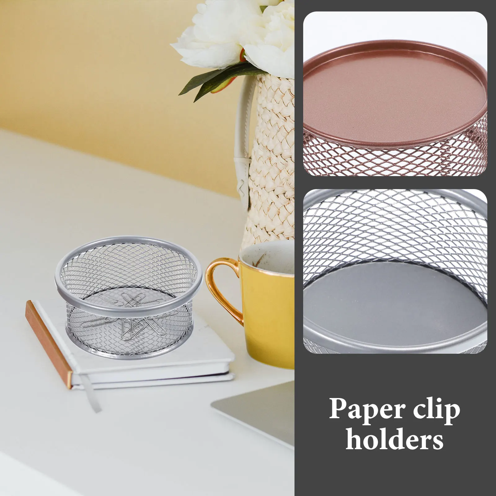 2 Pcs Metal Pen Holder Storage Desk Organizer Rose Gold Silver Paper Clip Basket School Holders Small Items Container
2 Pcs Metal Pen Holder Storage Desk Organizer Rose Gold Silver Paper Clip Basket School Holders Small Items Container