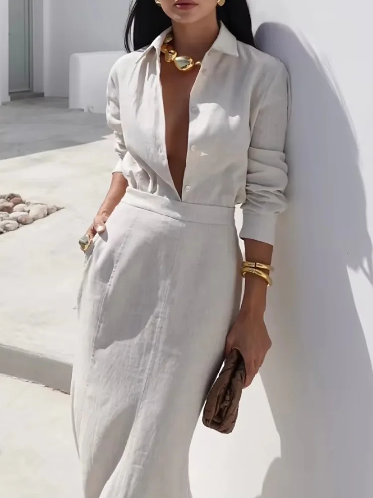 Women's Urban Suit 2025 Spring Summer Latest Commuter Collar Long Sleeve Shirt High Waist Slimming Half Skirt Two Piece Set
Women's Urban Suit 2025 Spring Summer Latest Commuter Collar Long Sleeve Shirt High Waist Slimming Half Skirt Two Piece Set
