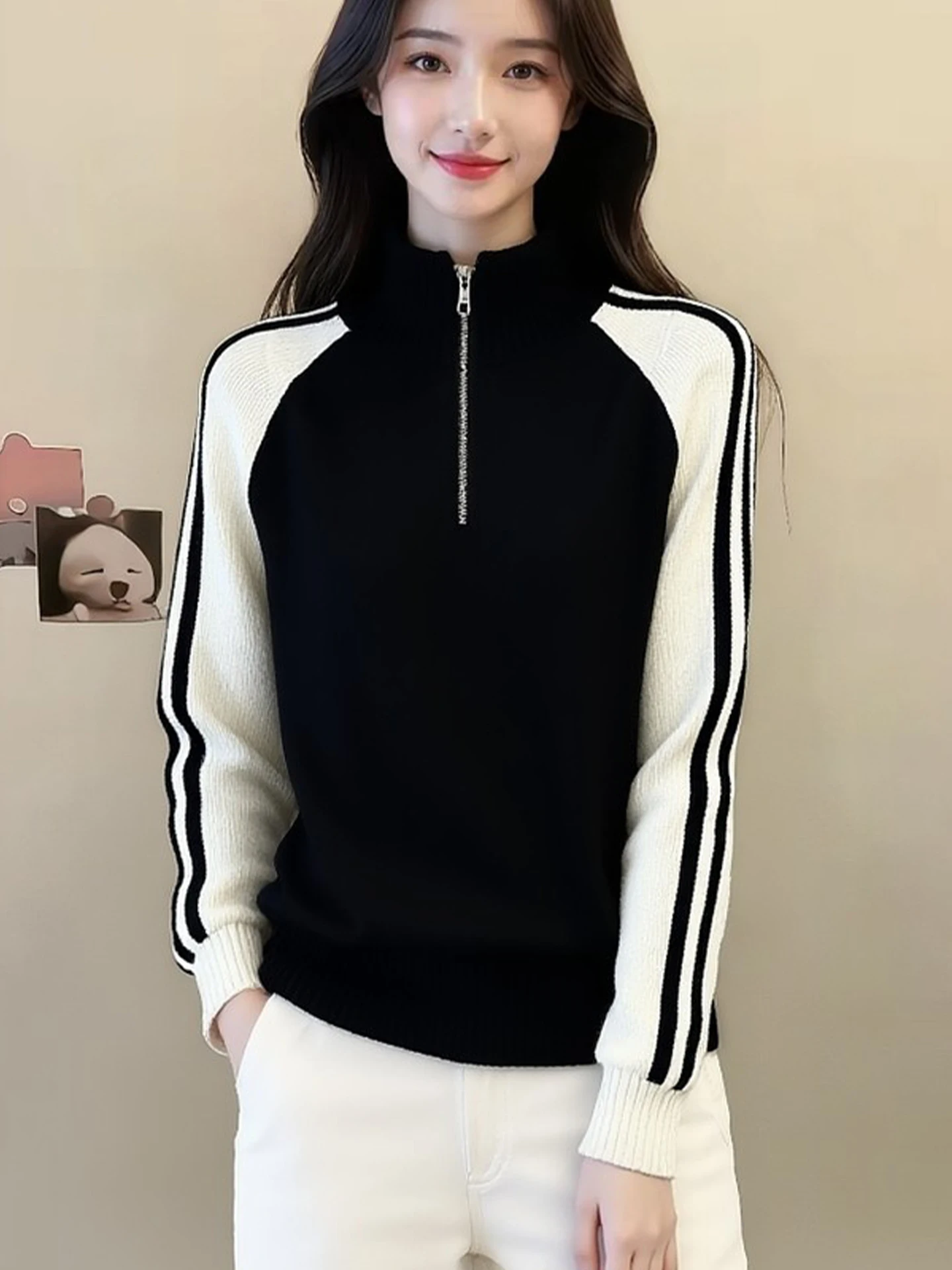 Spring Commute Thickened Long Sleeve Knitted Sweater Color Block Simple Fashionable Overhead Base Shirt for plus Size Women
Spring Commute Thickened Long Sleeve Knitted Sweater Color Block Simple Fashionable Overhead Base Shirt for plus Size Women