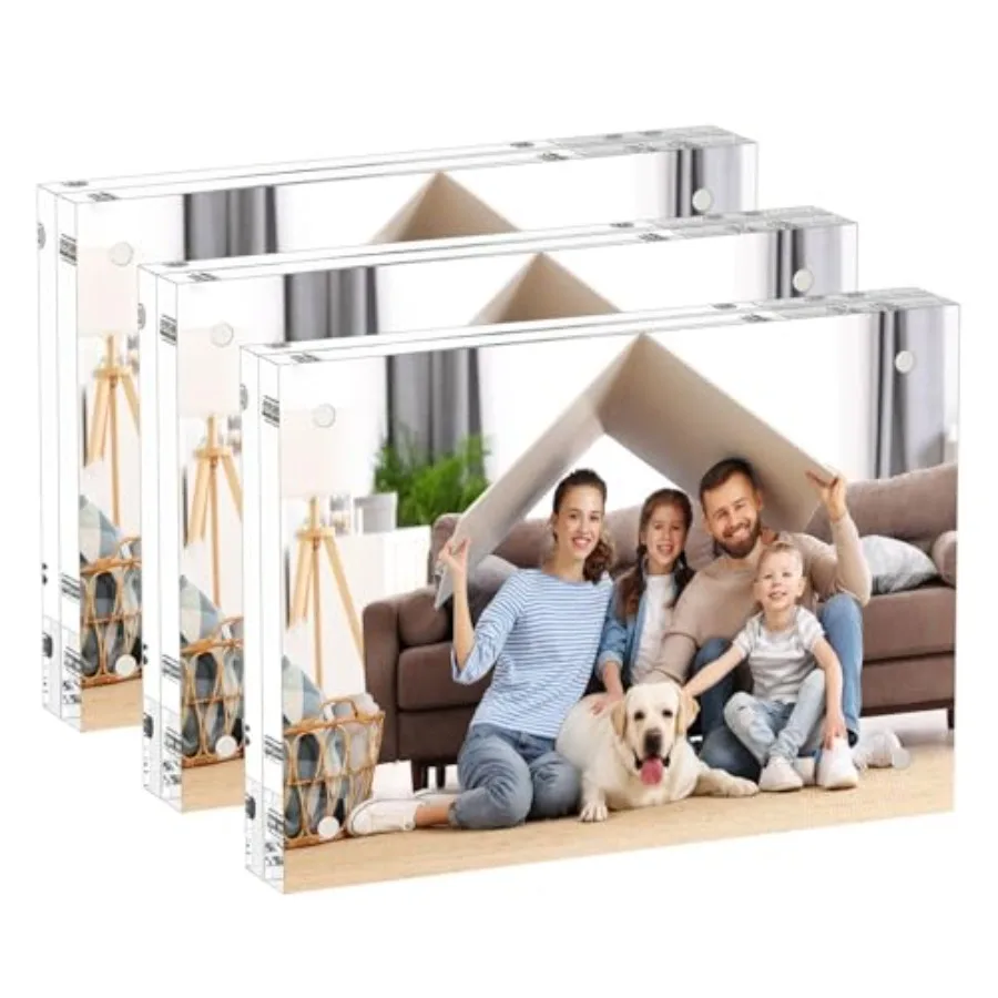 Acrylic Picture Frames 3 Pack, 20% Thicker Block, Clear Picture Frames Freestanding Double Sided Magnetic Acrylic Lucite Framel
Acrylic Picture Frames 3 Pack, 20% Thicker Block, Clear Picture Frames Freestanding Double Sided Magnetic Acrylic Lucite Framel