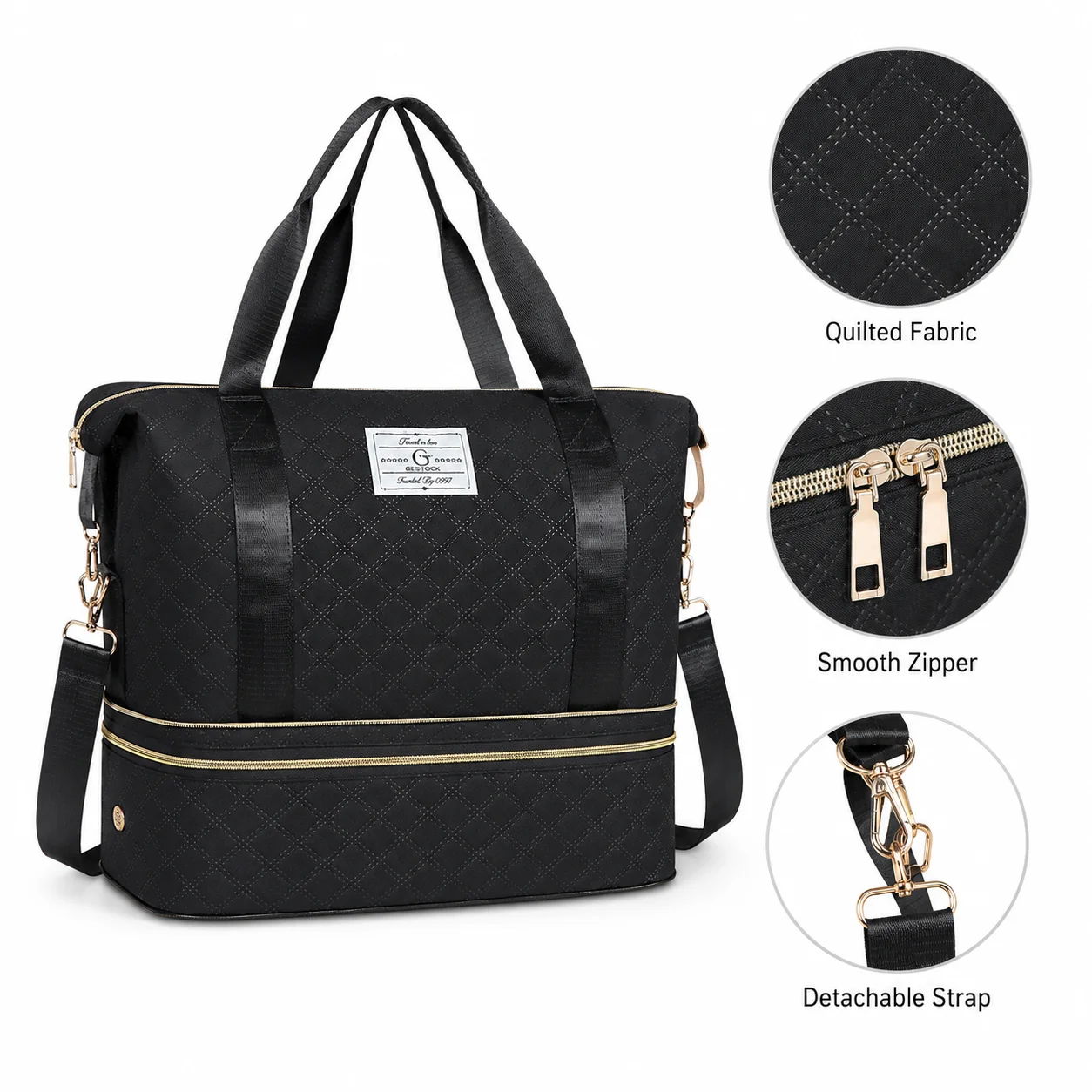 Quilted Travel Duffel Bag with Shoe Compartment Large Capacity Weekender Overnight Bag for Women Portable Handbag Shoulder Bag f
Quilted Travel Duffel Bag with Shoe Compartment Large Capacity Weekender Overnight Bag for Women Portable Handbag Shoulder Bag f