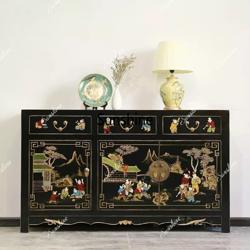 Neoclassical Chinese side cabinet hand-painted Baizitu solid wood entrance cabinet
Neoclassical Chinese side cabinet hand-painted Baizitu solid wood entrance cabinet