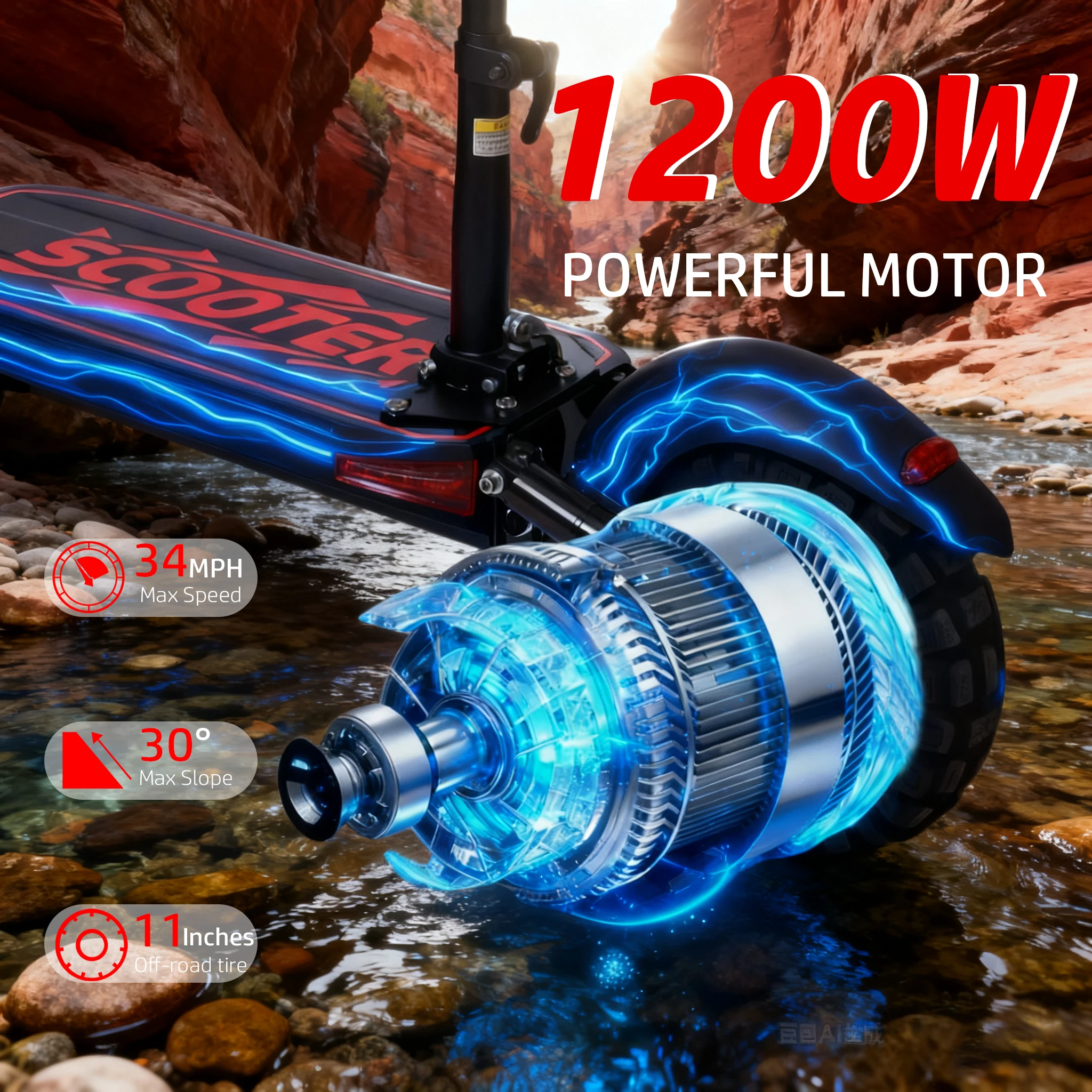 UNQYX N9 Electric Scooter 1200W Brushless Motor 48V18ah Max Speed 34 Miles 11' Off-road Tires USA Warehouse
UNQYX N9 Electric Scooter 1200W Brushless Motor 48V18ah Max Speed 34 Miles 11' Off-road Tires USA Warehouse