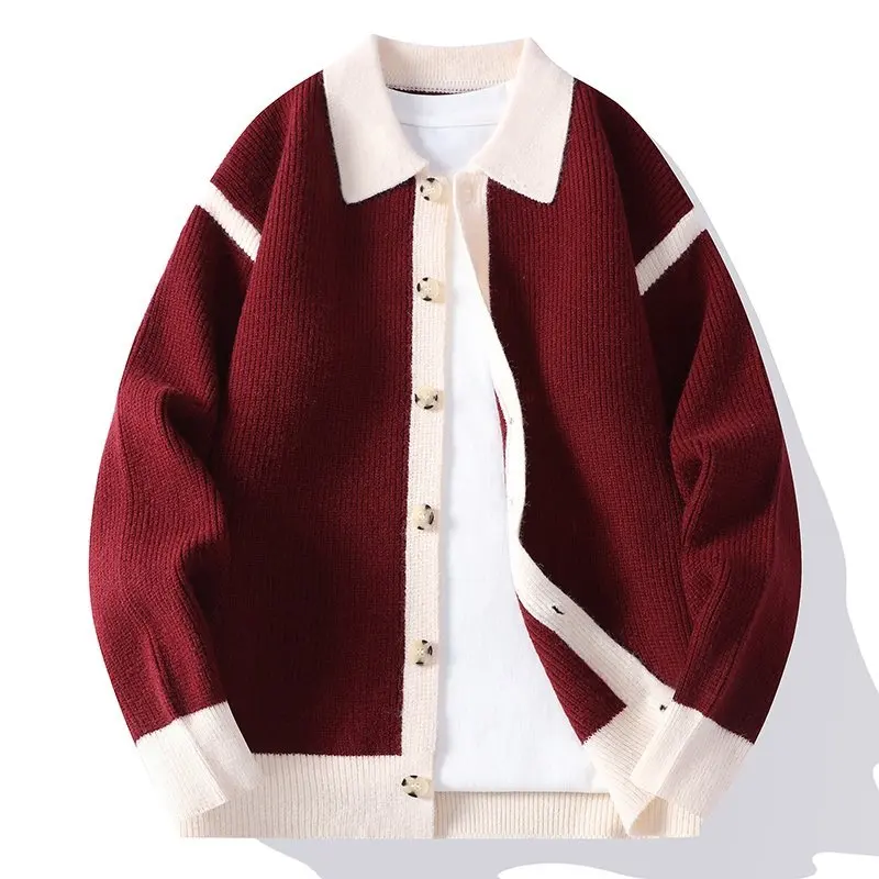Autumn Winter Mens Youthful Vitality Patchwork Knit Cardigan Fashion Casual Single Breasted Turn Down Collar Knitted Sweatercoat
Autumn Winter Mens Youthful Vitality Patchwork Knit Cardigan Fashion Casual Single Breasted Turn Down Collar Knitted Sweatercoat