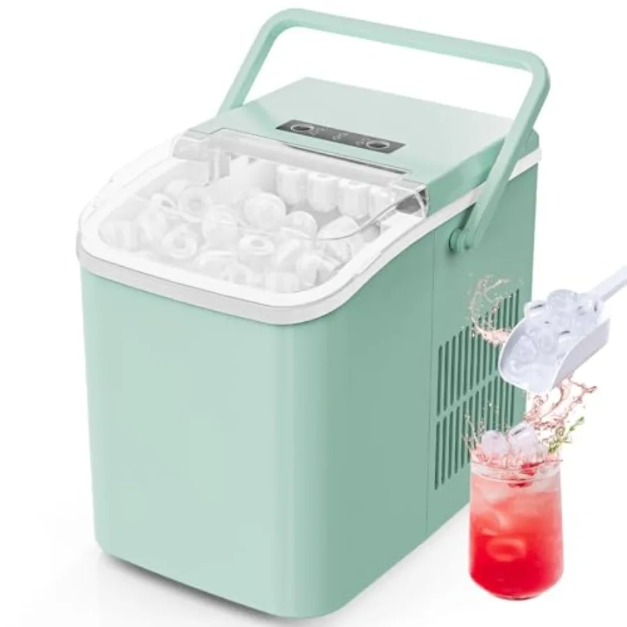 Countertop Ice Maker with Scoop, Basket and Handle, Portable Ice Machine 9 Ice Cubes Ready in 6 Mins, 26.5lbs in 24Hrs, 2 Sizes
Countertop Ice Maker with Scoop, Basket and Handle, Portable Ice Machine 9 Ice Cubes Ready in 6 Mins, 26.5lbs in 24Hrs, 2 Sizes