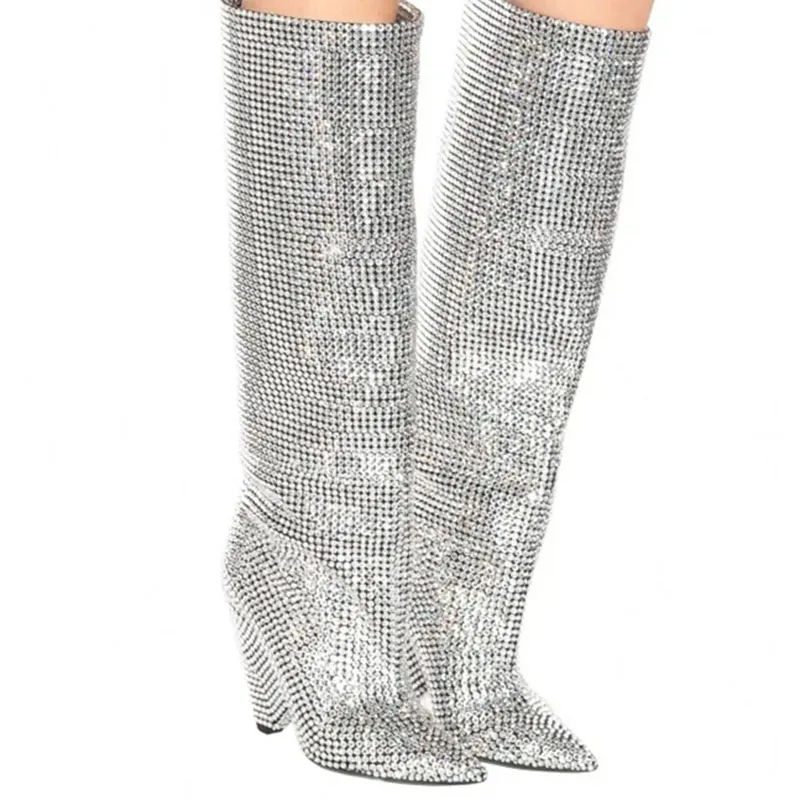 Luxurious Design Shining Rhinestone Sexy Knee Length Boots Celebrity Same Style Pointed Thick Heels Western Boots Party Wedding
Luxurious Design Shining Rhinestone Sexy Knee Length Boots Celebrity Same Style Pointed Thick Heels Western Boots Party Wedding