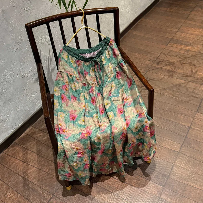 Women Boho Floral Printed Ramie A-Line Skirts Female Elegant Mori High-end Elastic Waist Causal Skirts Ladies Plus Size Clothing
Women Boho Floral Printed Ramie A-Line Skirts Female Elegant Mori High-end Elastic Waist Causal Skirts Ladies Plus Size Clothing