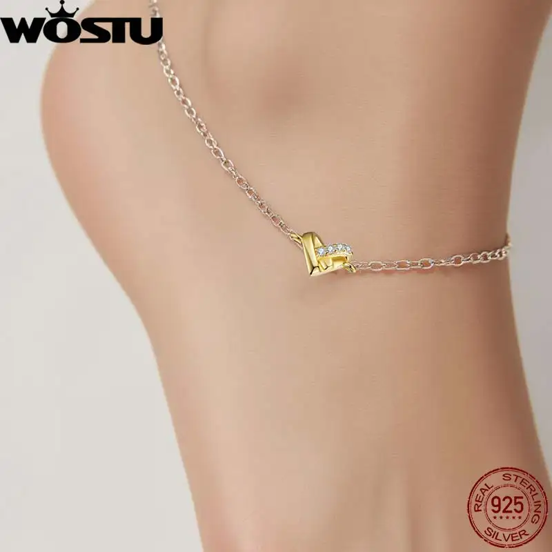 WOSTU 925 Sterling Silver Gold Color Heart Charm Anklet Foot Chain Links, Xmas New Year Girl Daugther Beach Jewelry Holiday Gift
WOSTU 925 Sterling Silver Gold Color Heart Charm Anklet Foot Chain Links, Xmas New Year Girl Daugther Beach Jewelry Holiday Gift