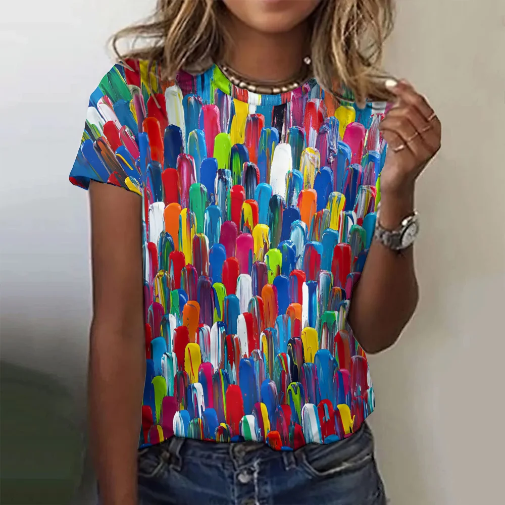 New Women's T-Shirts Abstract Painting 3D Print O-Neck Short Sleeve T Shirt Casual Harajuku Tees Street Y2k Tops Female Clothing
New Women's T-Shirts Abstract Painting 3D Print O-Neck Short Sleeve T Shirt Casual Harajuku Tees Street Y2k Tops Female Clothing