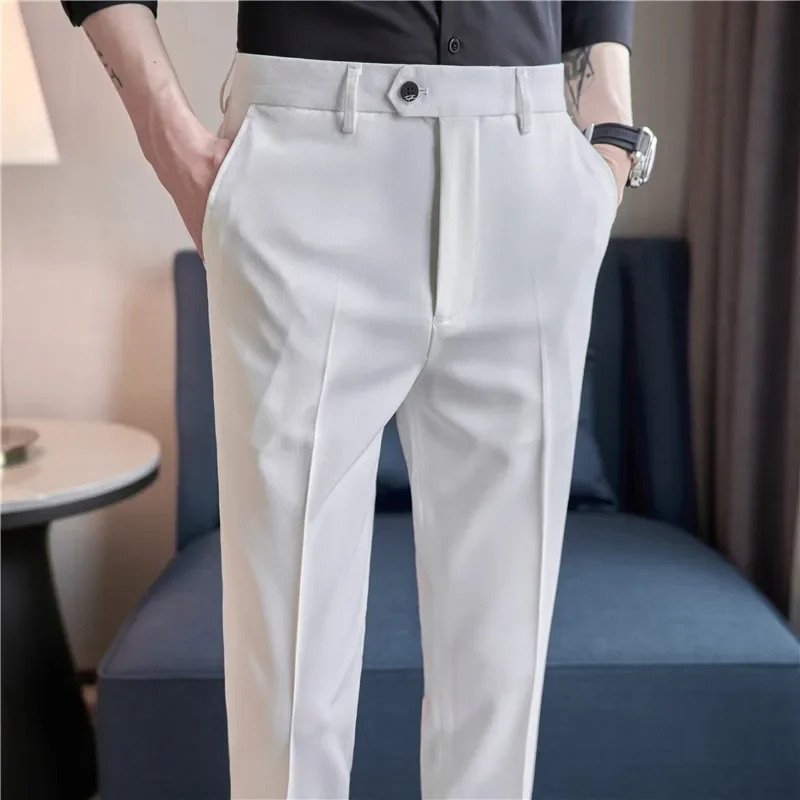 Hot sales Men British Style Suits Pants New Male Solid High Waist Trousers High Quality Men Formal Slim Fit Business Casual Men
Hot sales Men British Style Suits Pants New Male Solid High Waist Trousers High Quality Men Formal Slim Fit Business Casual Men