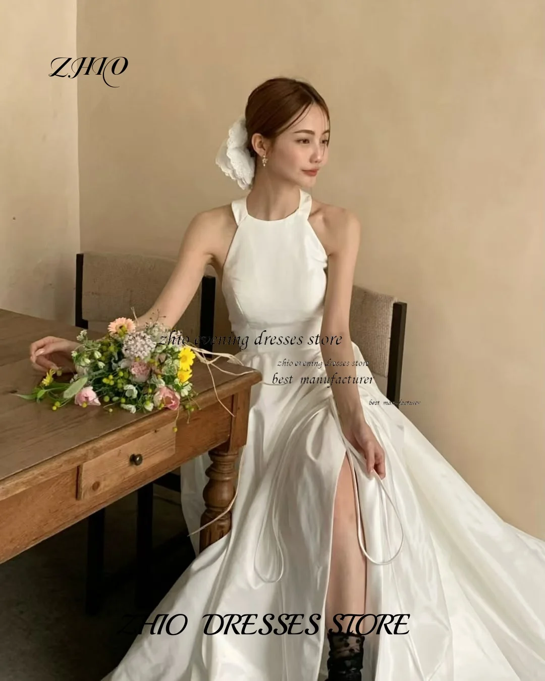 ZHIO Elegant Halter Neck Wedding Dress Sleeveless High Waist Long Train Bridal Gown For Ceremony Party Customized 웨딩드레스
ZHIO Elegant Halter Neck Wedding Dress Sleeveless High Waist Long Train Bridal Gown For Ceremony Party Customized 웨딩드레스