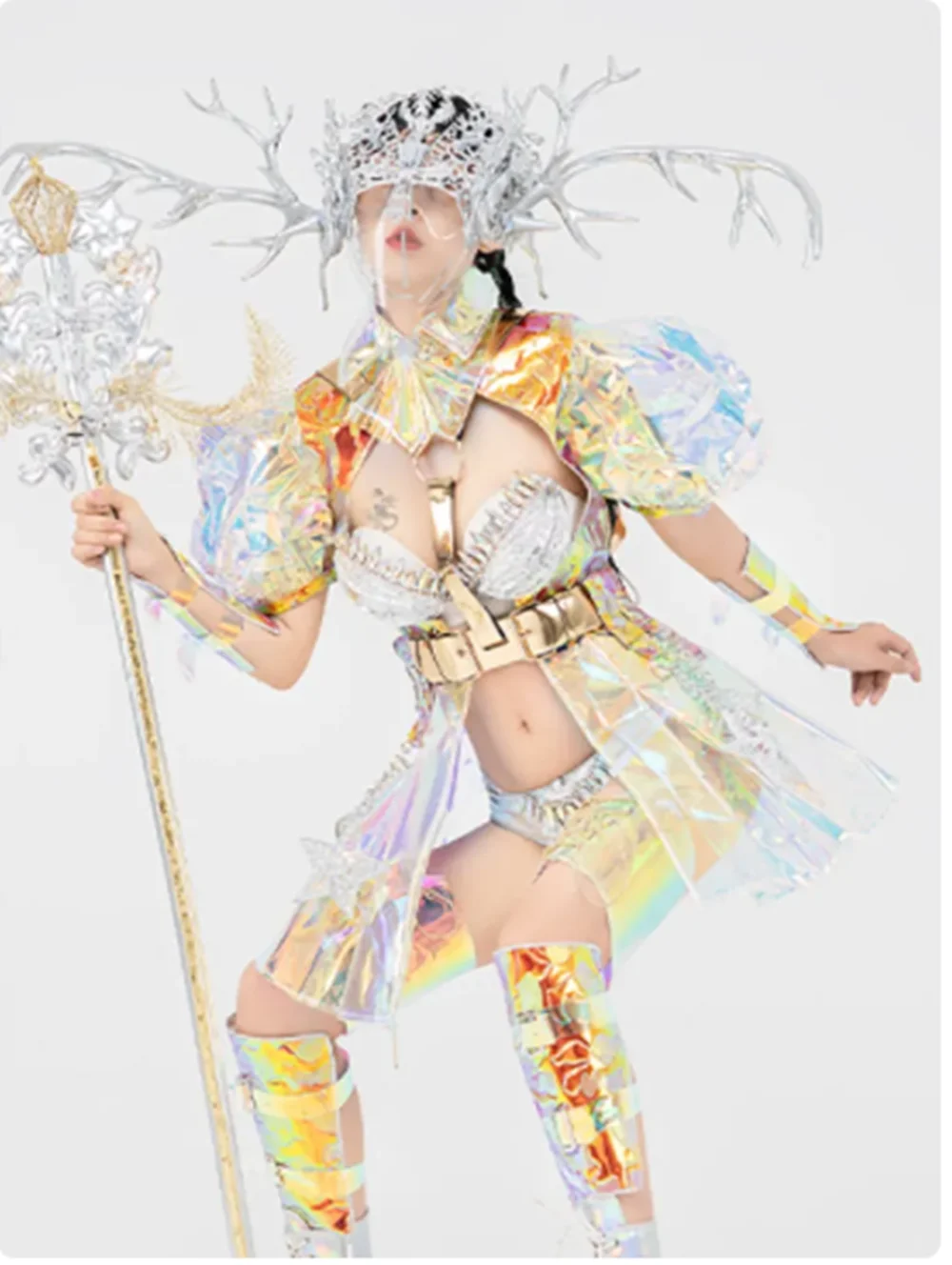 Creative Female Stage Costume Elves Cosplay Clothes Laser Coat Rhinestone Bikini Nightclub Gogo Dancer Outfit Model Wear
Creative Female Stage Costume Elves Cosplay Clothes Laser Coat Rhinestone Bikini Nightclub Gogo Dancer Outfit Model Wear