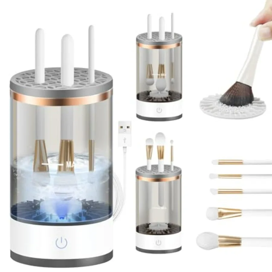 Efficient Electric Makeup Brush Cleaner Machine, Automatic Makeup Brush Cleaner for 3-4 Brushes at a Time, 7000 RPM Ensures Tho
Efficient Electric Makeup Brush Cleaner Machine, Automatic Makeup Brush Cleaner for 3-4 Brushes at a Time, 7000 RPM Ensures Tho