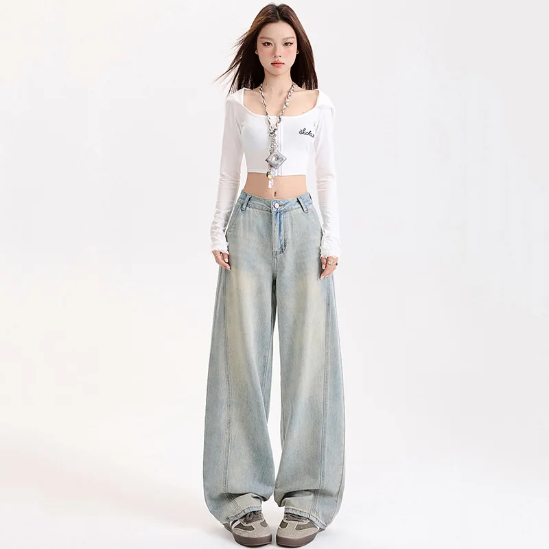 Женские джинсы American Saber Cut, осень 202, новый дизайн, свободные широкие брюки High Street, модный наряд
Женские джинсы American Saber Cut, осень 202, новый дизайн, свободные широкие брюки High Street, модный наряд