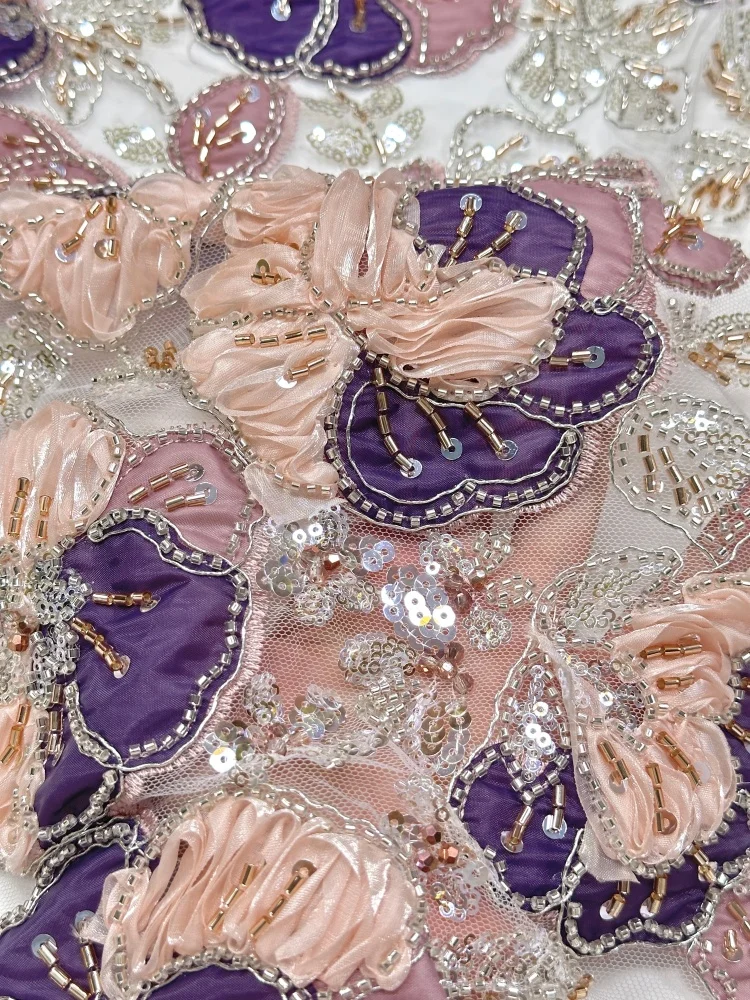 Luxury 3D African Sequin Beaded Lace Fabric 2026 Nigerian French Mesh Lace Fabric for Sewing Women's Wedding Dress
Luxury 3D African Sequin Beaded Lace Fabric 2026 Nigerian French Mesh Lace Fabric for Sewing Women's Wedding Dress