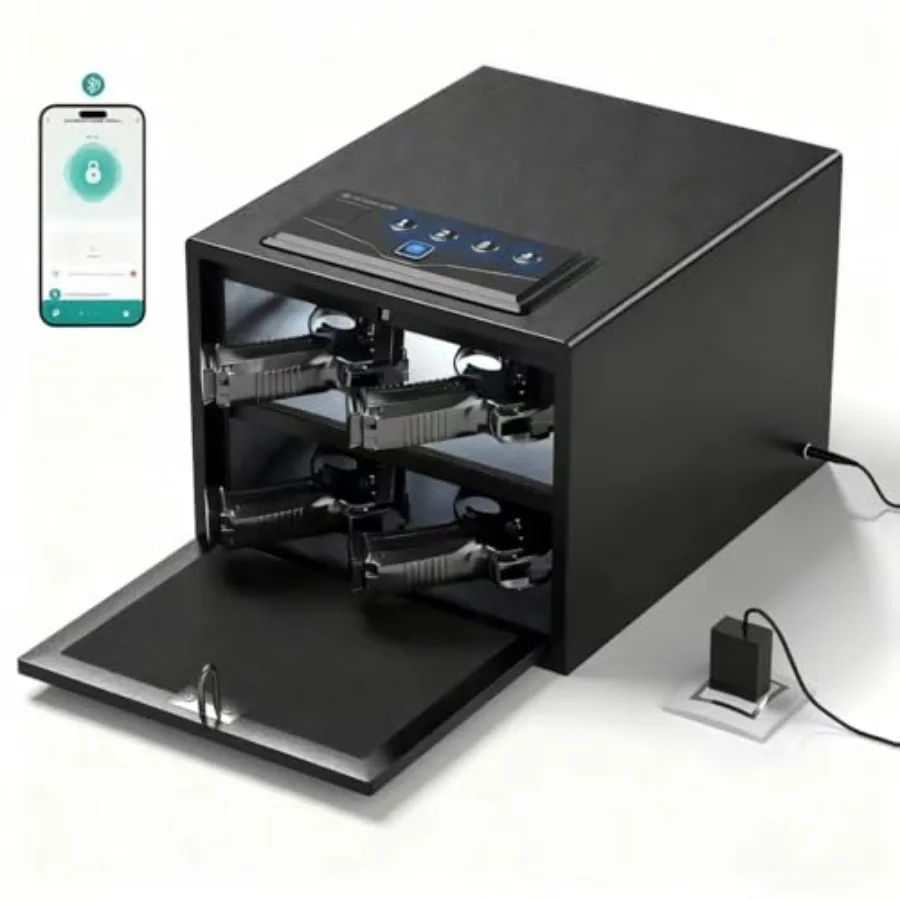 Биометрический сейф для пистолетов, сертифицированный FCC и калифорнийским отделом юридической службы (DJI) - сейф для пистолетов с быстрым доступом, сканером отпечатков пальцев и цифровой клавиатурой, синий, с управлением через приложение.
Биометрический сейф для пистолетов, сертифицированный FCC и калифорнийским отделом юридической службы (DJI) - сейф для пистолетов с быстрым доступом, сканером отпечатков пальцев и цифровой клавиатурой, синий, с управлением через приложение.