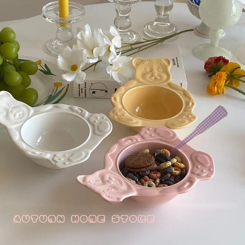 Korean Bear Bowl Ceramic Bowl Breakfast Dessert Cartoon Fruit Salad Food Shooting Props
Korean Bear Bowl Ceramic Bowl Breakfast Dessert Cartoon Fruit Salad Food Shooting Props