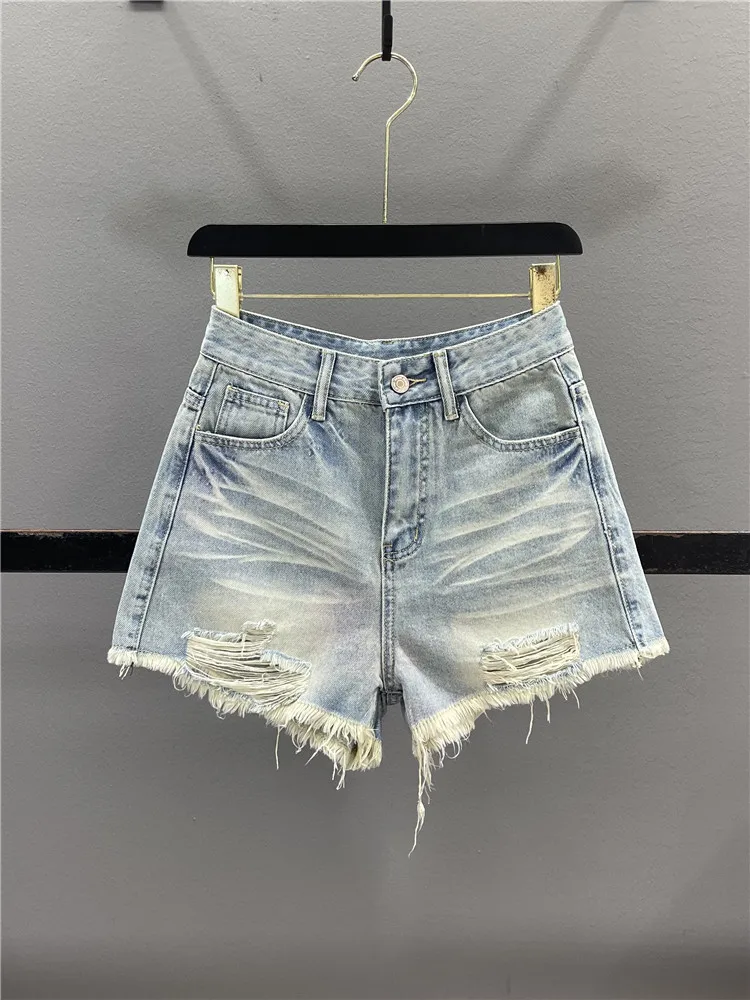 Retro American Hole Denim Shorts Women Summer Design High Waist Slimming Hot Pants Wide Leg Jeans Casual High Waist Jeans
Retro American Hole Denim Shorts Women Summer Design High Waist Slimming Hot Pants Wide Leg Jeans Casual High Waist Jeans