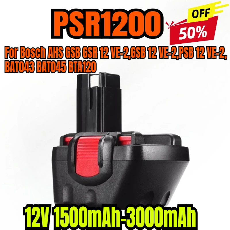 Rechargeable Battery AHS GSB GSR 12 VE-2,GSB 12 VE-2,PSB 12 VE-2, BAT043 BAT045 BTA120 For Bosch 12V Drill Li-ion PSR1200
Rechargeable Battery AHS GSB GSR 12 VE-2,GSB 12 VE-2,PSB 12 VE-2, BAT043 BAT045 BTA120 For Bosch 12V Drill Li-ion PSR1200