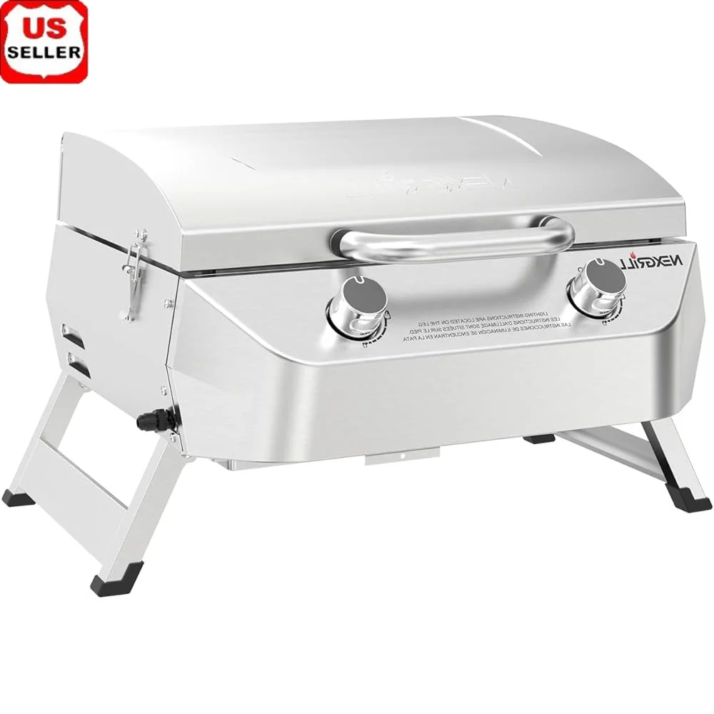 Stainless Steel 2 Burner Portable Gas Grill Camping Outdoor Cooking Folding Legs Locking Lid 20000 BTUs Tabletop Grill
Stainless Steel 2 Burner Portable Gas Grill Camping Outdoor Cooking Folding Legs Locking Lid 20000 BTUs Tabletop Grill
