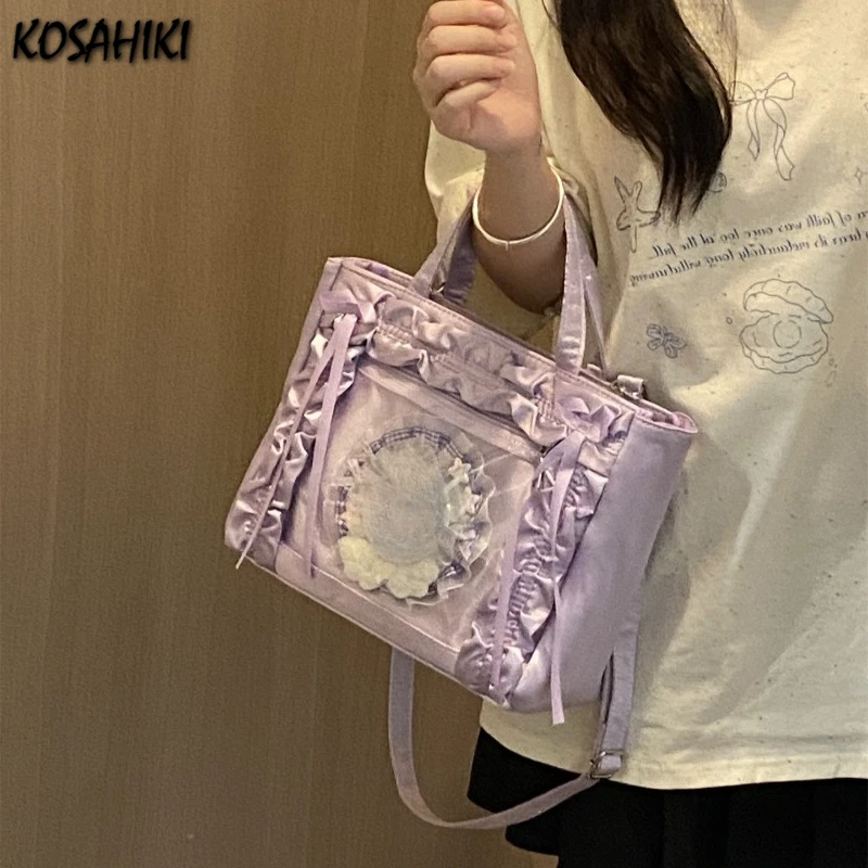 Transparent Lolita Sweet Bow Top-Handle Bags Y2k Kawaii Ruffled Shoulder Ita Bag Fashion Casual Fairy Women Purses and Handbags
Transparent Lolita Sweet Bow Top-Handle Bags Y2k Kawaii Ruffled Shoulder Ita Bag Fashion Casual Fairy Women Purses and Handbags