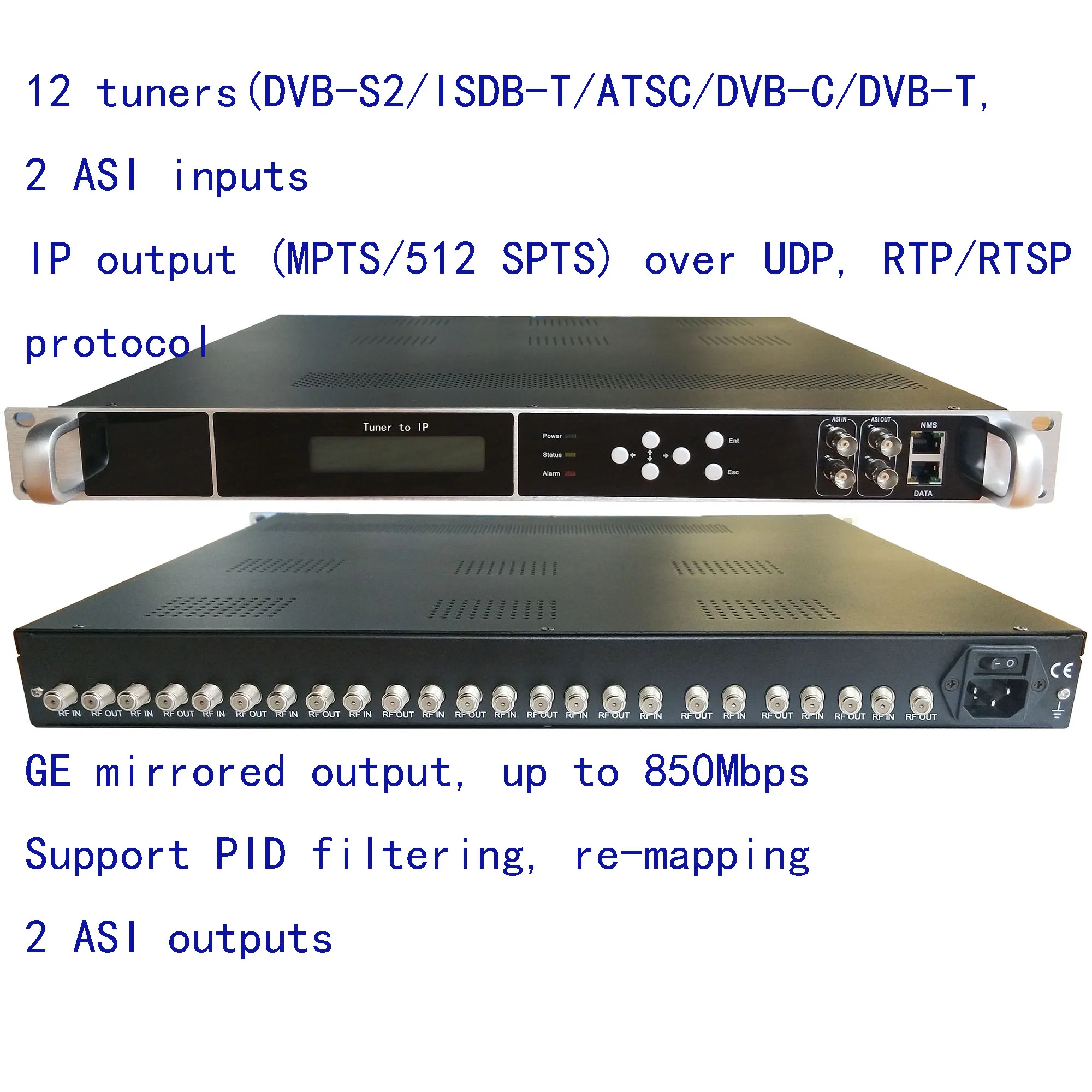 12 DVB-S2 to IP/кодировщик ASI, Φ to IP/ASI выход, atsc to IP/ISDB-T, 1080P Multi-кодировщик ASI, DVB-T to IP/ASI
12 DVB-S2 to IP/кодировщик ASI, Φ to IP/ASI выход, atsc to IP/ISDB-T, 1080P Multi-кодировщик ASI, DVB-T to IP/ASI