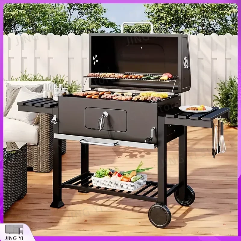 Heavy Duty Outdoor BBQ Grill with Wheels 2 Folding Side Tables for 10 People Camping Picnic Garden Barbecue Grill Equipment
Heavy Duty Outdoor BBQ Grill with Wheels 2 Folding Side Tables for 10 People Camping Picnic Garden Barbecue Grill Equipment