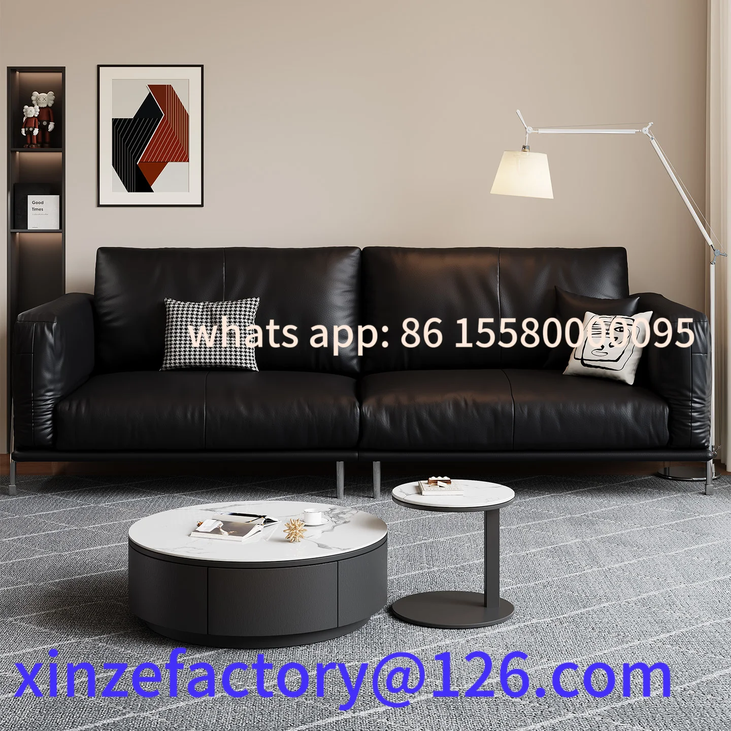 Customizable leisure office sofa coffee table combination three people
Customizable leisure office sofa coffee table combination three people