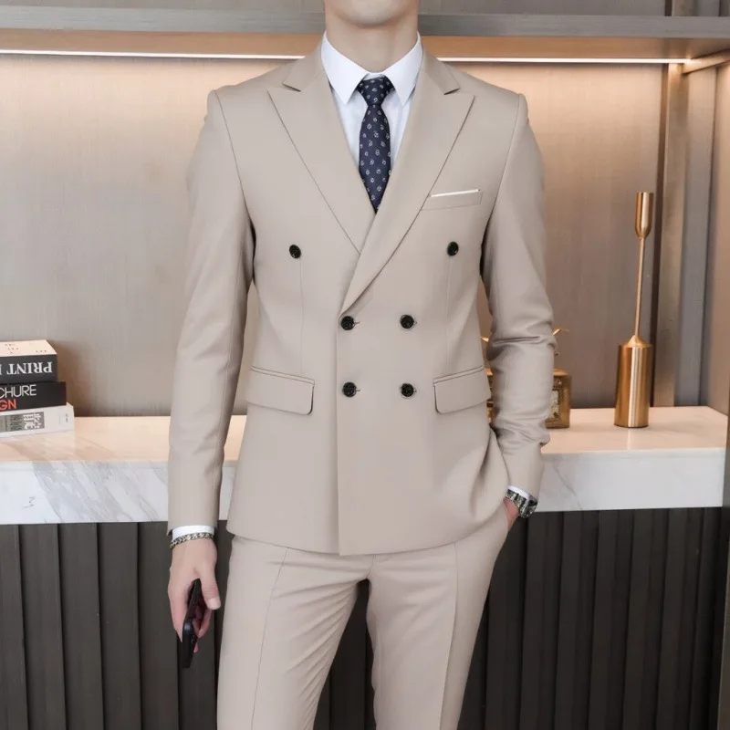 Men's Double-Breasted Business Casual Suit Two-Piece Set Polyester Fashion Wedding Handsome Boutique Trousers Included
Men's Double-Breasted Business Casual Suit Two-Piece Set Polyester Fashion Wedding Handsome Boutique Trousers Included