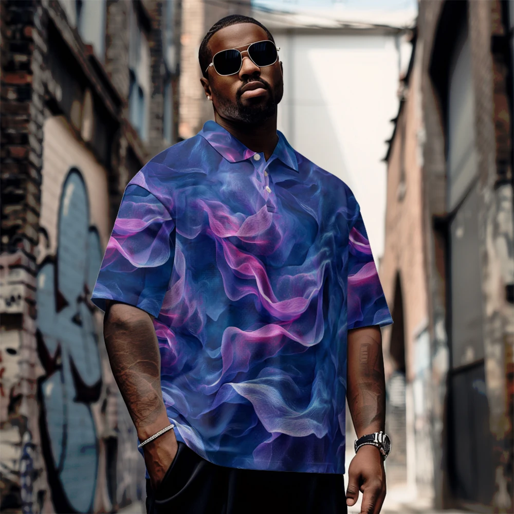 Large men's summer short sleeved lapel Gradient Flap Pattern Color Print Short Sleeve Daily casual button polo shirt
Large men's summer short sleeved lapel Gradient Flap Pattern Color Print Short Sleeve Daily casual button polo shirt