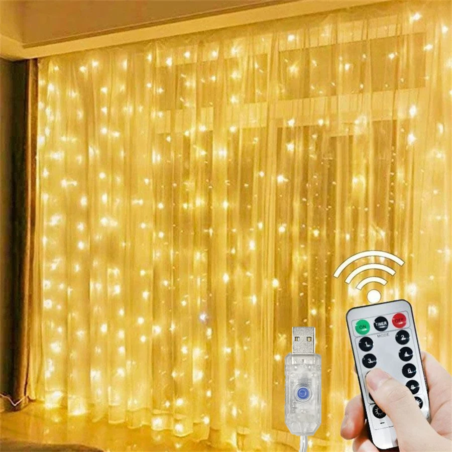 Fairy Light USB Curtain String Lights 8 Modes Christmas Tree Garland Lights Holiday Wedding Christmas Home Bedroom Decoration
Fairy Light USB Curtain String Lights 8 Modes Christmas Tree Garland Lights Holiday Wedding Christmas Home Bedroom Decoration