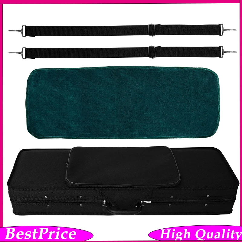 Rectangular Violin Case – Heavy-Duty Waterproof Canvas, Shockproof Design Backpack Straps 4/4, 3/4, 1/2, 1/4 Sizes Violin Case
