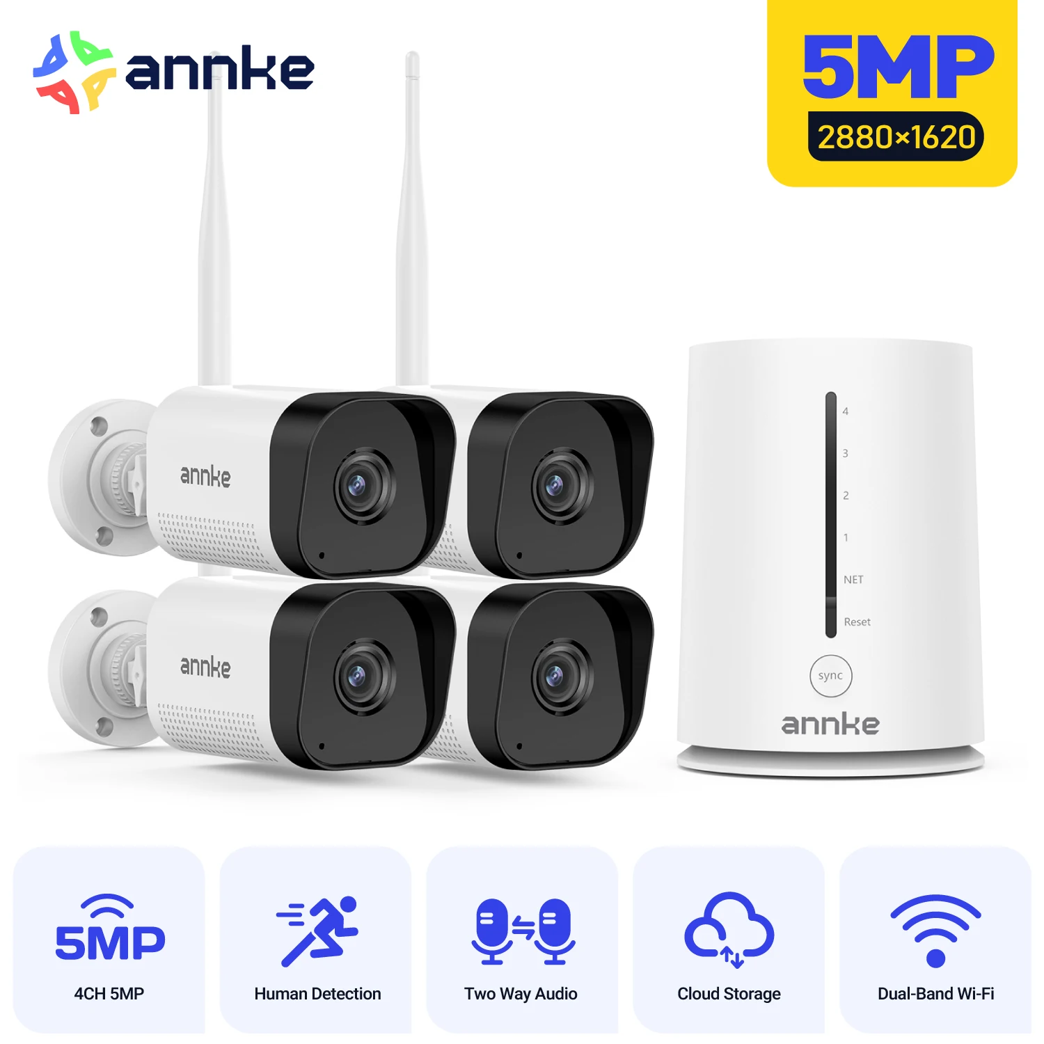 ANNKE 2/4 шт. 5-мегапиксельная беспроводная IP-камера Wi-Fi двусторонняя голосовая система обнаружения движения и ночного видения IP66 защита от атмосферных воздействий H.264 + 4-канальный беспроводной сетевой видеорегистратор
ANNKE 2/4 шт. 5-мегапиксельная беспроводная IP-камера Wi-Fi двусторонняя голосовая система обнаружения движения и ночного видения IP66 защита от атмосферных воздействий H.264 + 4-канальный беспроводной сетевой видеорегистратор