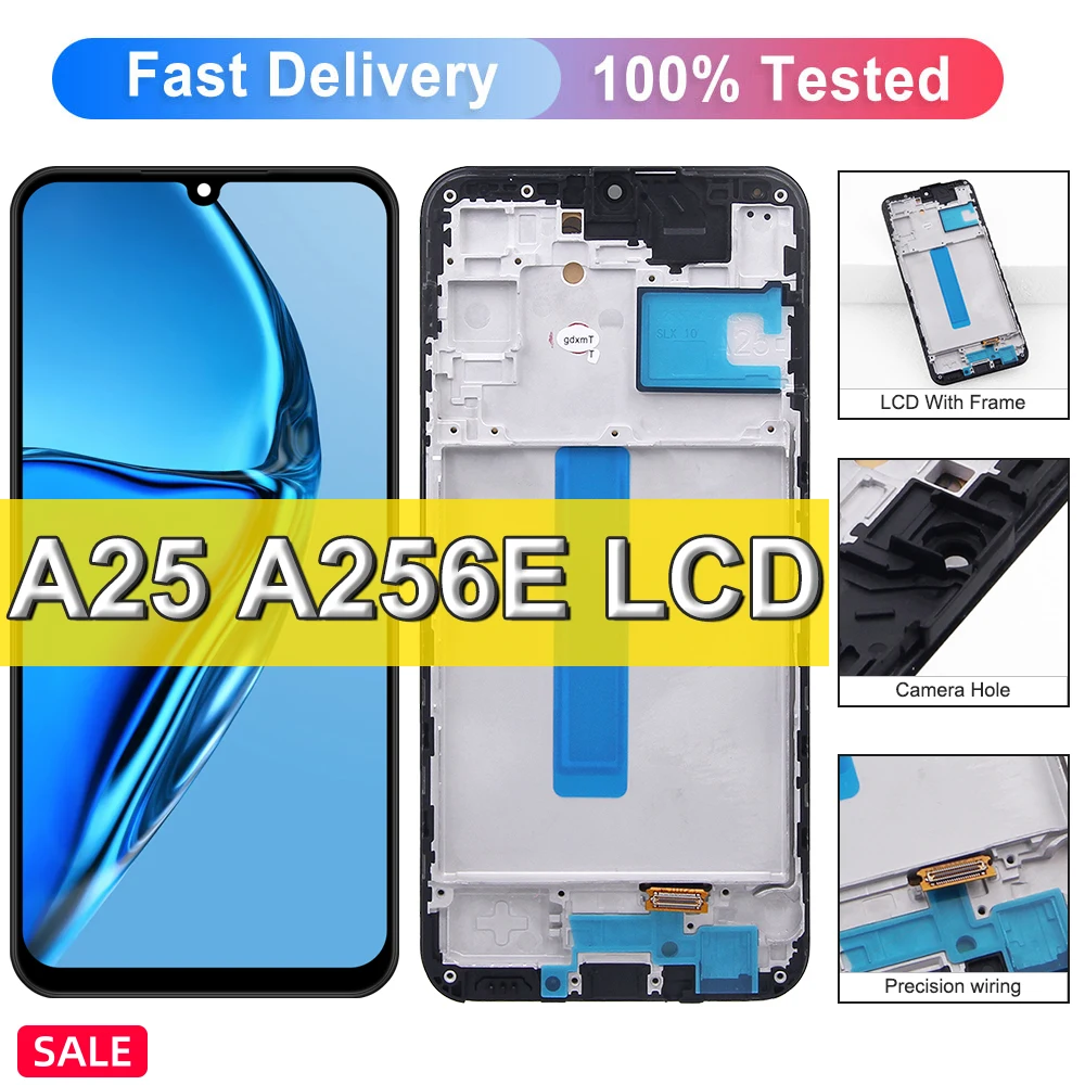 6,5-дюймовый OLED-дисплей для Samsung Galaxy A25, ЖК-дисплей, преобразователь сенсорного экрана в сборе для Galaxy A25 5G A256E A256B, замена экрана
6,5-дюймовый OLED-дисплей для Samsung Galaxy A25, ЖК-дисплей, преобразователь сенсорного экрана в сборе для Galaxy A25 5G A256E A256B, замена экрана